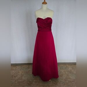 David's Bridal Strapless Red Dress